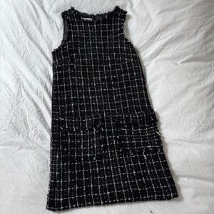 Mango Tweed Sleeveless Black and White Mini Dress 2 XS